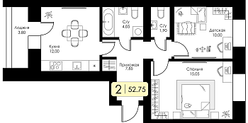 Двухкомнатная квартира № 144 