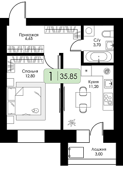 Однокомнатная квартира № 46 