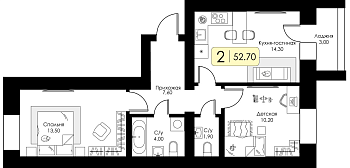 Двухкомнатная квартира № 176 