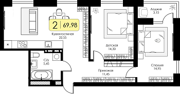 Двухкомнатная квартира № 193 
