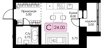 Квартира-студия № 60 