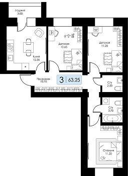 Трехкомнатная квартира № 45 