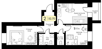 Двухкомнатная квартира № 140 