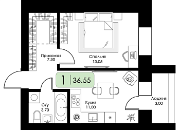 Однокомнатная квартира № 114 